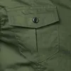 メンズ戦術貨物ワークシャツダブルポケットミリタリースタイルボタンダウンシャツトップスメンズコットントラベルシュメスオムアーミーグリーン210522