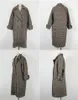 Kobiety Oversize Long Wool Coat Plaid Loose Double Breasted Fashion Kobiece Wiosna Jesienne Kurtki Outerwear Trench WJ110 211130