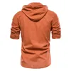 Design Sweat à capuche à manches longues Chemise en lin Hommes Couleur unie 100% coton Qualité Pull pour Streetwear S 210809