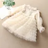 baby spring dress layered lantern sleeve girls dress lace infant birthday Princess Dress children clothes 4-9y girl clothes Q0716