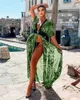 Frauen Badebekleidung xxl Spitze Bikini Cover Up Long Maxi Kleid Frauen Strandstrand Coverup Leopard Print Chiffon Badeanzug Vestido