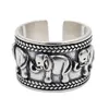 Wedding Rings Exaggerated Personality Silver Elephant Women Jewelry Adjustable Antique Finger Ring Anillos Edwi22