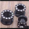 Plugs & Tunnels Drop Delivery 2021 50Pcs/Lot Mix 3-10Mm Acrylic Black Ear Plug Piercing Crystal Flesh Tunnel Body Jewelry Jrsi8