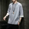 Etnisk Kläder Kimono Asiatisk Japansk stil Män Korta Toppar Halvhylsa T-shirt Broderi Japan Harajuku Menswear Yukata Fashion Costu