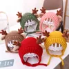 Leuke Elk Antlers Baby Hoed Winter Warm Pluche Gebreide Warmer Children Hat Earflap Boys Meisjes Muts Christmas Hoeden