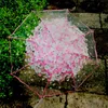 Verdickung transparenter dreifacher Regenschirm japanische Kirschblüten-Kunststoff-PVC-klarer Falbala-Regenschirm parapluie 210626