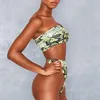 Kvinnors badkläder triangel sexig bikini 2022 Snakeskin tryckt kvinnors baddräkt kvinnlig hög midja mikrouppsättning baddräkt 2 st