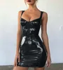 Casual Dresses Hirigin Frauen Latex Kunstleder Minikleid 2021 Sommer Strap Sexy Club Vestido