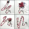 Pendentif Colliers Pendentifs Bijoux Croix Catholique Rouge Pierre Long Femmes Chapelet Collier Drop Delivery 2021 Db9