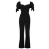 Vrouwen zomer sexy vierkante nek zwart jumpsuit mode slanke buis top hoge taille jumpsuit celebrity party club jumpsuit 210625