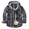 豪華な冬のカジュアルな格子縞のフード付きベート厚い温かい男性シャツメンズコットンルーズロングスベートシャツ