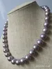Collar de perlas de joyería de perlas finas 11-13 mm mar del sur redondo morado oscuro 18 pulgadas 14k