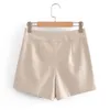 Zomer vrouwen pu shorts rokken casual solide knoppen hoge taille vrouwelijke zoete mode straatkleding 210513