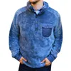 Cofekate Man Sweatshirts Fleece Teddy Fur Pullover Men Long Sleeve Buttons Jumper Solid Color Winter Warm Mens Sweatshirt Y0319