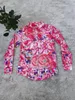 Chemise euraméricaine imprimée chemises décontractées pour femmes, manches chemisier, col rabattu, riches décorations multicolores, J2376