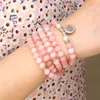 Hög mängd natursten armband 108 mala yoga halsband rosa jades smycken för kvinnor mode 2021 droppe pärlstav, strängar