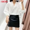 Women Embroidery Hollow White Shirts Long Sleeve Loose Ladies Cotton Blouses Tops 3C05 210416