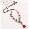 Ensemble collier et boucles d'oreilles CRLEY Est, accessoires de luxe pour robe de mariée, vert brillant, rouge, pour dames