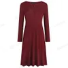 Nice-Forever Automne Couleur unie avec des robes à rayures Casual Loose Shift Straight Femmes Robe BtyT021 210419