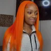 Synthetische pruiken gember oranje 180% dichtheid 26 inch lange rechte kant voorzijde voor zwarte vrouwen Daily Cosplay hittebestendig