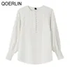 Haftowa bluzka qoerlin elegancka bluzka bluzka oltylowa bluzka ol styl perłowy szyfon szyfonowy szalki plus size 210412