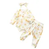 2021 Baby Boy Girl Clothes Tie Dye Clothing Set Long Sleeve Romper Pants Bow Headband 3 pcs Fashion Infants Wear Winter Autumn Outfits