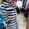 Moda Sıcak Kalın Kürk Lüks Kış Kadınlar 120 cm X-Uzun Doğal Rex Ceket Yaka Kadın Faux ile