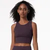 Yogaoutfit High Neck Longline Sports BH Racerback Crop Top Tank med inbyggt stötstöd Power Workout Gym BH Väst