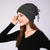 Bonnet/Skull Caps Mode Femmes Extensible Tricoté Skullies Bonnets Chapeau Solide Snood Écharpe Bonnet Chaud Pour Womem Automne Hiver Femelle Cap Delm2