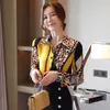 Vår Casual Women Fashion Chiffon Shirts Lady Tops Spliced ​​Leopard Button 210531