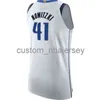 Hombres Mujeres Jóvenes Dirk Nowitzki # 41 Jersey blanco cosido nombre personalizado cualquier número