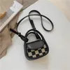 barn designer handväskor 2021 höst/vinter barn checkerboard mini sadel väska liten flicka pläd crossbody pu messenger väskor f883