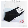 Mens Socks Underwear Vestuário 5 Pares 1 Lot Algodão Set Color Sólido Pacote Curto Homens Negócios Casual Fino Branco Branco Calcetines Drop Delt Del