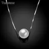 Naszyjniki wisiorek 100% Real 925 Sterling Silver Biżuteria Symulowana Pearl All-Match Fashion Dla Kobiet Prezent Urodzinowy