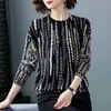 YISU Maglione lavorato a maglia Donna Autunno Inverno O-Collo Manica lunga Pullover allentato Maglione Top Maglioni stampati con motivo floreale 211018