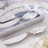 Butter fork wedding favors Cheese Tools spatula jam spreader knife dinner forks 13cm leaves handle PVC box table decoration RH3937