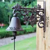 Objetos decorativos Figuras de parede de ferro fundido montado na mão Bell Europeam Europeam vintage Decoração de jardim artesanal Rússica da porta da porta