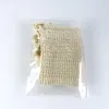 Naturlig Sisal Mesh Soap Saver Pouch med Drawstring Exfoliating Dusch Bad Bad Väskor för skum 4st / lot