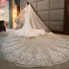 Bridal Veils Nuevo Blanco/Marfil Hermosa Catedral Longitud Encaje Borde Velo De Novia Con Peine Largo Mariage Talla Grande