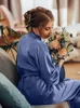 Damen-Nachtwäsche, Damen-Robe, Pyjama-Sets, langärmelige Nachtwäsche, Peignoirs für Frauen, Pyjama-Set, Frau, 2-teilig, mit Schnürung, Bademäntel, Nachthemd