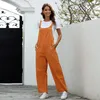 Women Summer Sleeveless Rompers Vintage Solid Loose Wide Leg Playsuit Female Backless Office Strap Overalls Casual Jumpsuit 210526