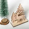 Decoratieve objecten Figurines 1 st Natuurlijk houten kerstdesk ornament Diy Elk Snowman Santa Wood Table Xmas Home Crafts Feestelijke kleine gi