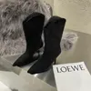 부츠 Monmoira 섹시한 뾰족한 발가락 미드 송아지 여성 미끄러짐 새끼 고양이 힐 카우보이 서양 디자이너 신발 Botas Mujer