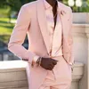 Esmoquin de boda con solapa chal rosa, traje ajustado de 2 piezas para hombre con chaqueta, pantalones, traje de moda masculina africana, último estilo 2021 X0909