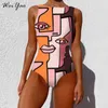 Kobiety Stroje kąpielowe Pop Art Swimsuit Kobiet Monokini Pływanie Garnitury Kąpiel Swimsu Usuwki do plaży 210621