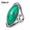 Kinel boho grön stor oval finger ringar för kvinnor vintage antik tibetansk silver kvinnlig uttalande strand semester jewlery gåvor q0708