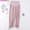 Belly loose Maternity Legging in Elastic chiffon Adjustable Waist Pencil Pregnancy harem Pants Clothes for Pregnant Women 210713