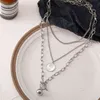 17KM Hiphop Or Argent Couleur Longue Chaîne Collier Pour Les Femmes Parti Punk Multicouche Boule Croix Pendentif Collier 2021 Bijoux G1206