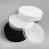 20 x boş 200g siyah pet kavanoz beyaz plastik vida kapakları ile 200 ml kozmetik krem ​​konteyner pe padgü qty ile