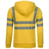 Men Stripe Patchwork Hooded Sweatshirt Zip Jumper Tops Railway Work Jacket Outwear Reflective Tape Safety Security Coat 211126